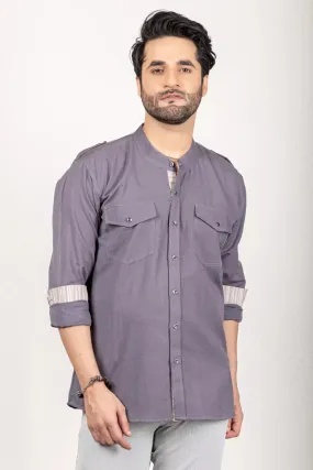 Grey Cotton Flax Shirt