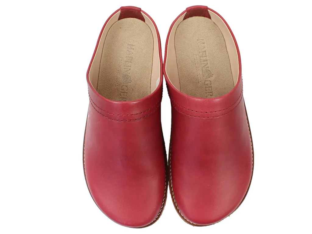 Haflinger Leather Clogs Travel Red