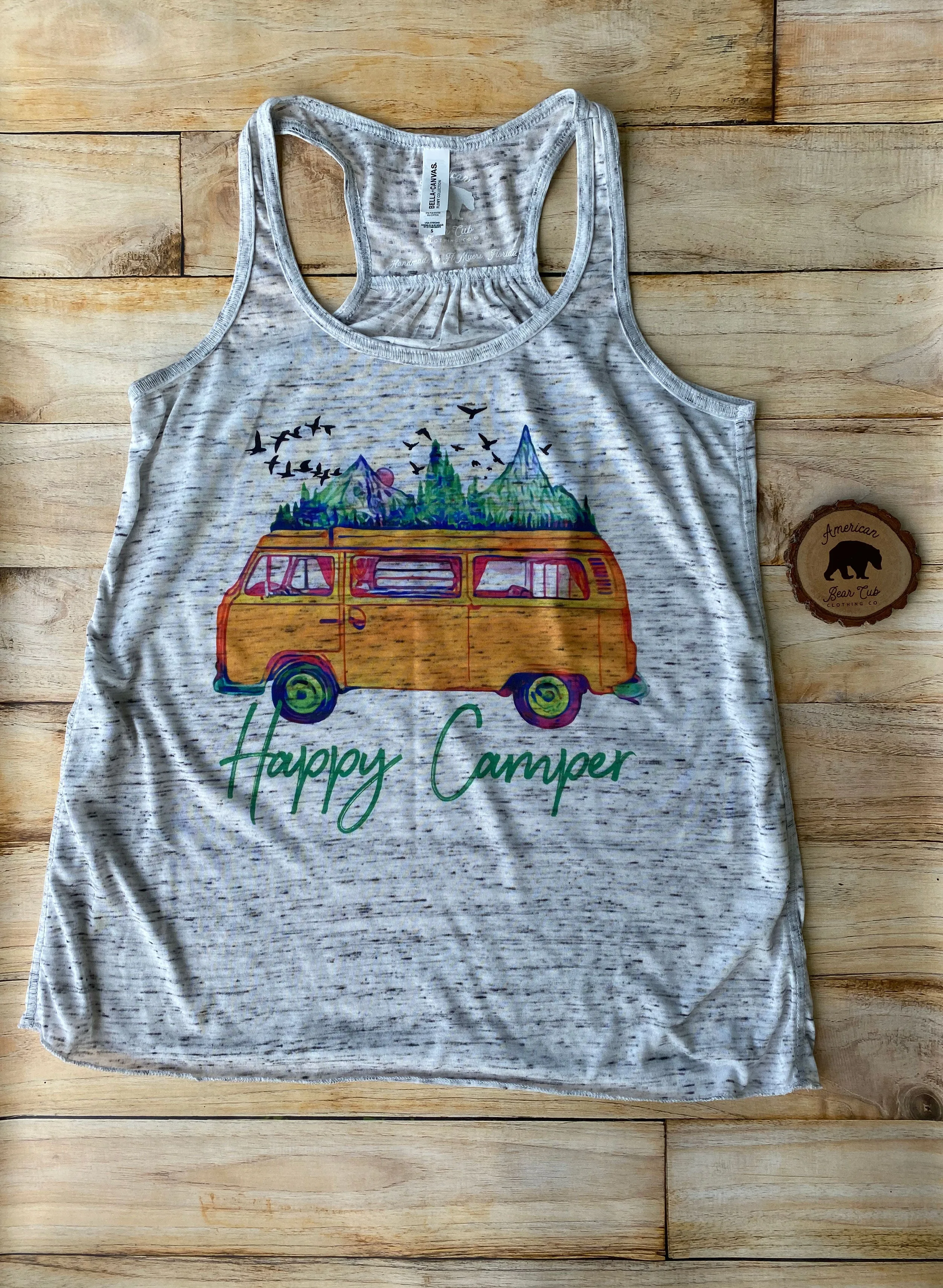 Happy Camper Mountain Van flowy racerback tank top