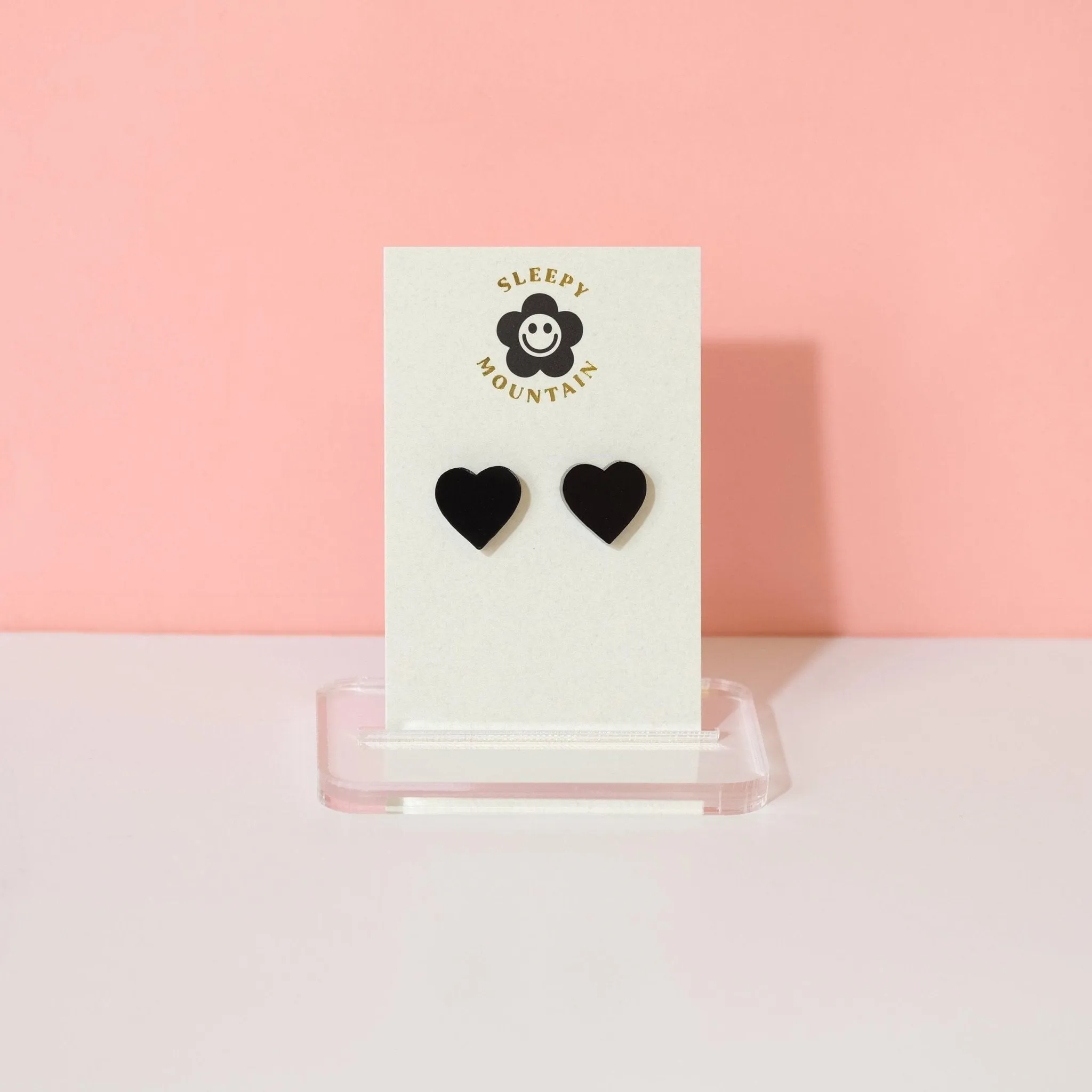 Heart Stud Earrings - Black