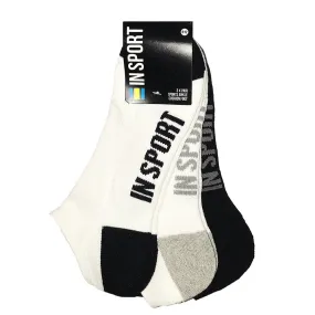 INSPORT MEN'S 3 PACK ANKLE WHITE/BLACK SOCKS SIZES 8-12