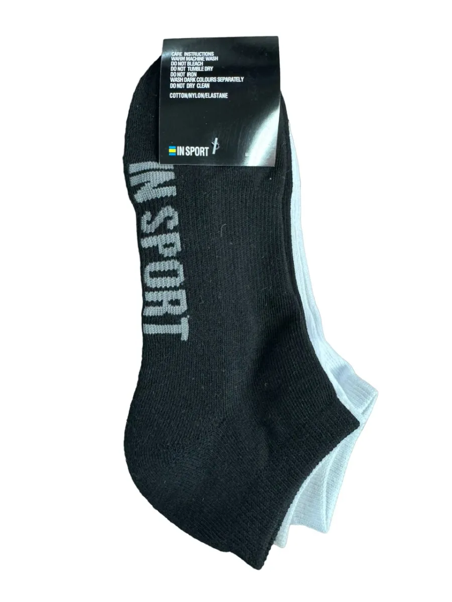 INSPORT MEN'S 3 PACK ANKLE WHITE/BLACK SOCKS SIZES 8-12