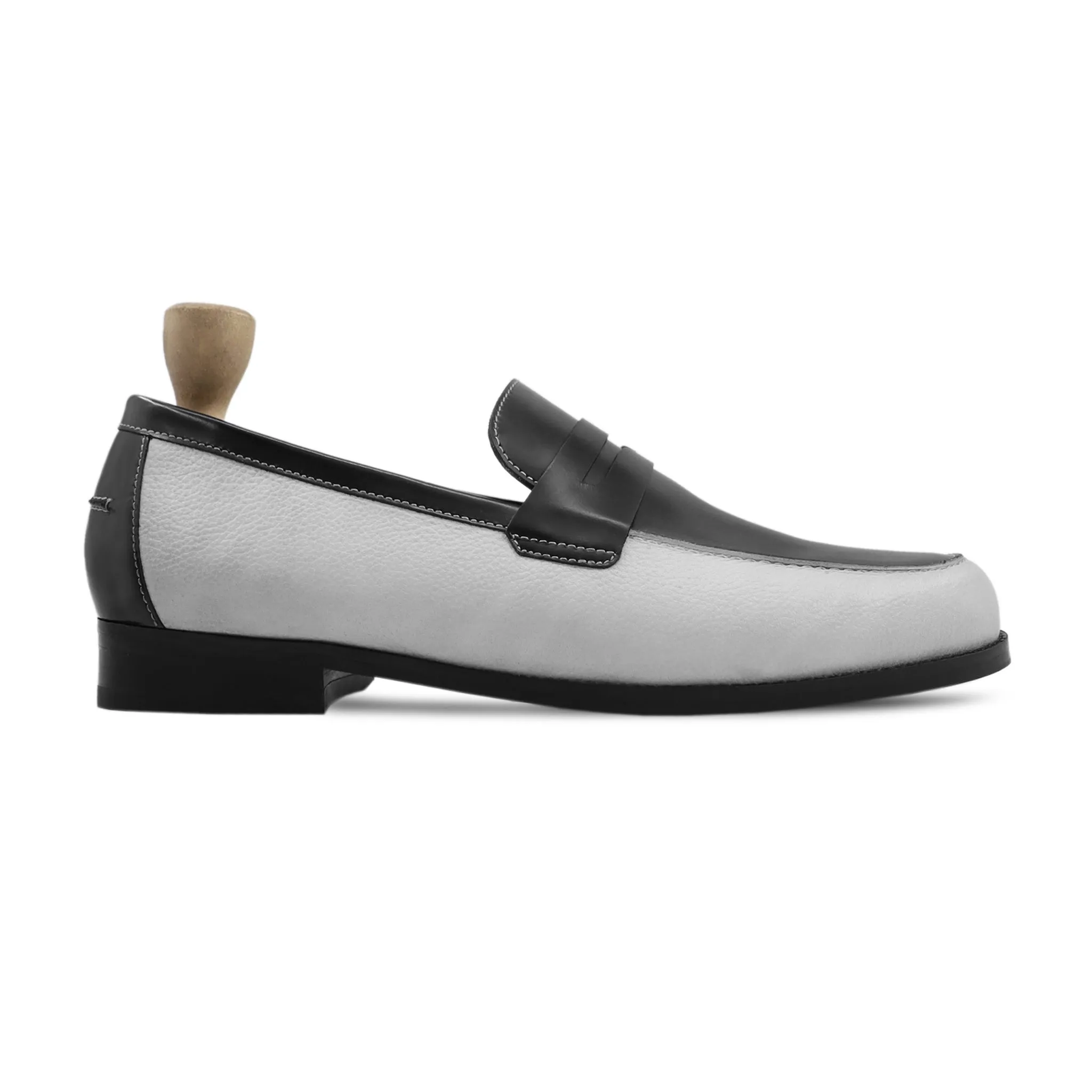 Koge - Men's Black And Grey Calf Leather Loafer