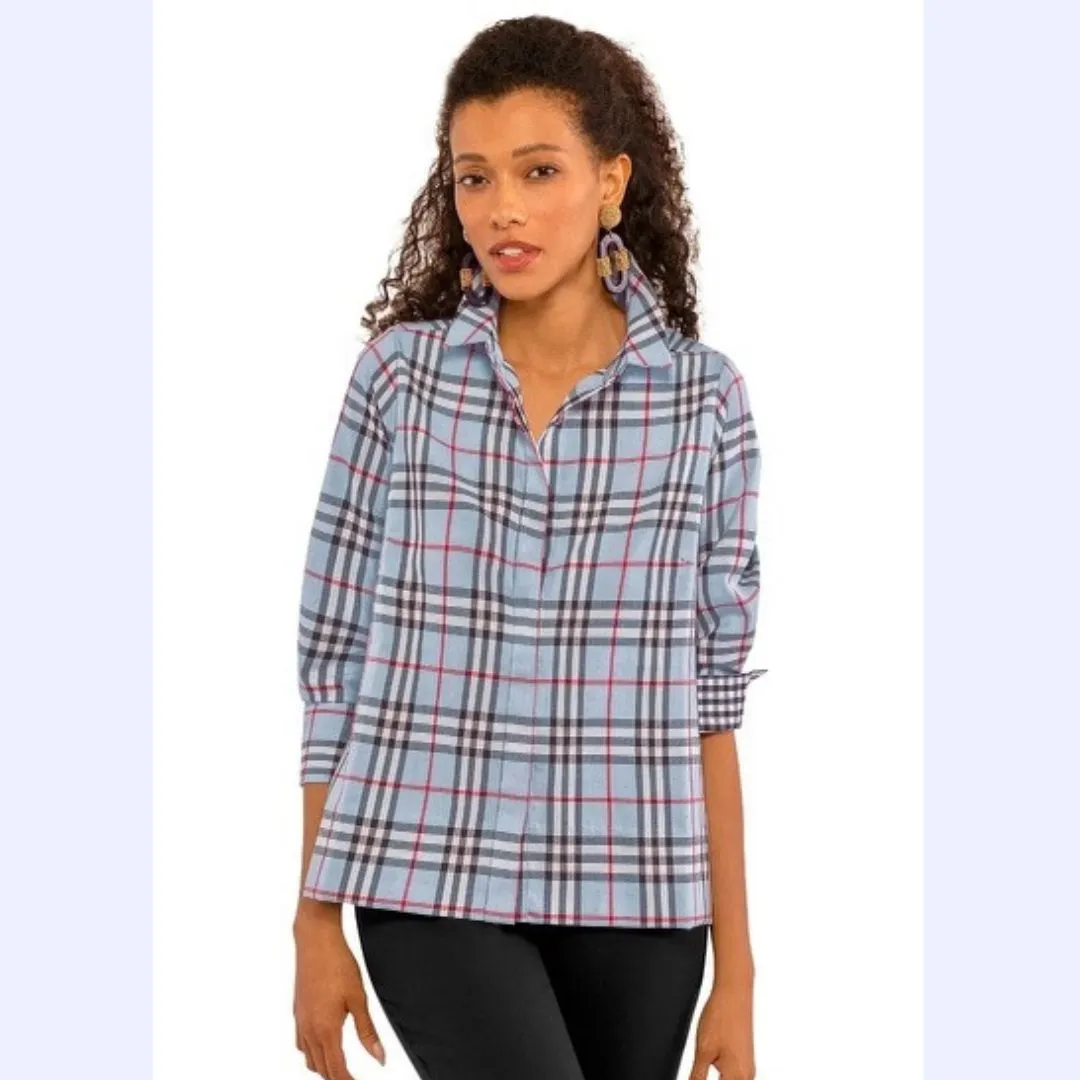 Light Blue & Red Plaid Shirt