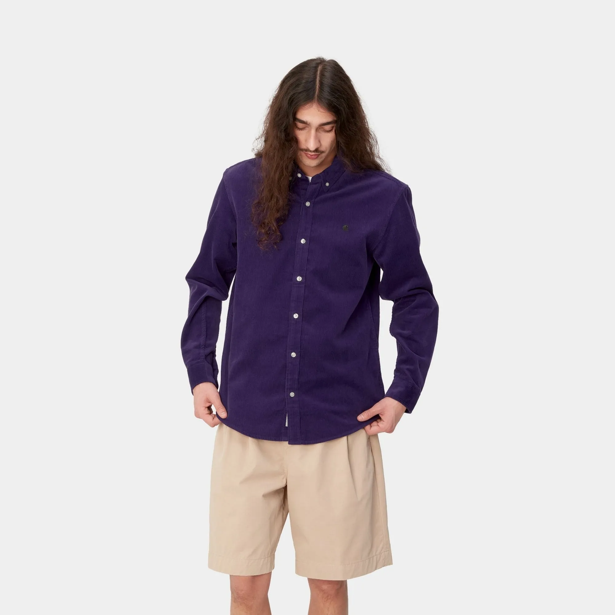 Madison Fine Cord Shirt | Tyrian / Black