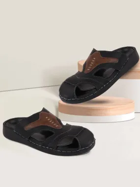 Men Black Casual Slip-On Fishermen Sandals