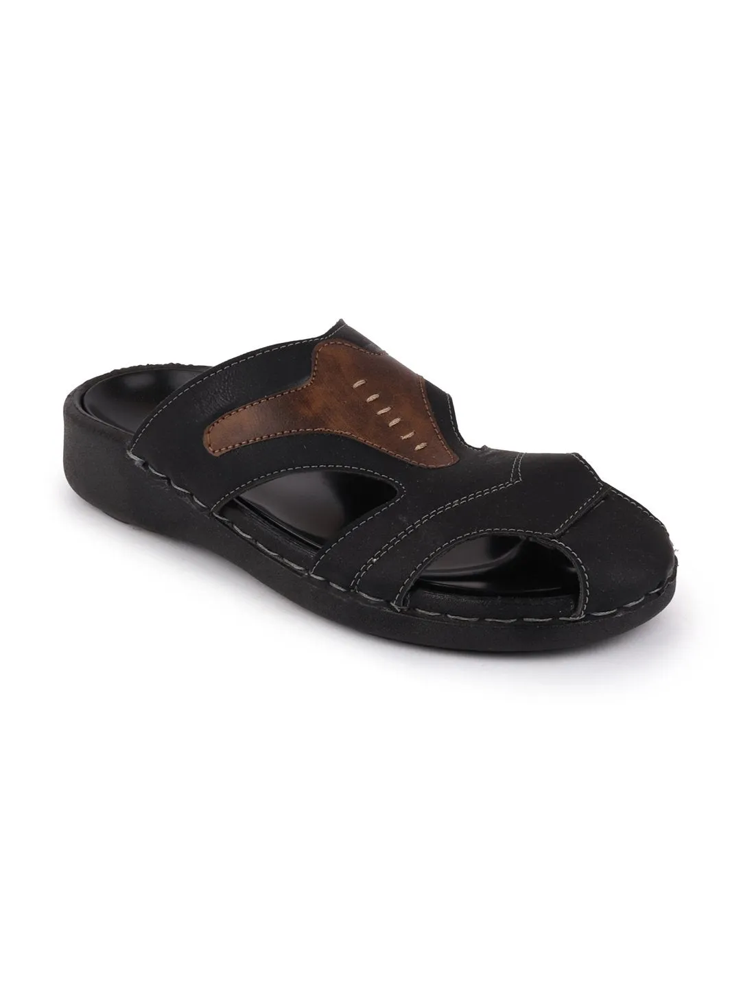 Men Black Casual Slip-On Fishermen Sandals