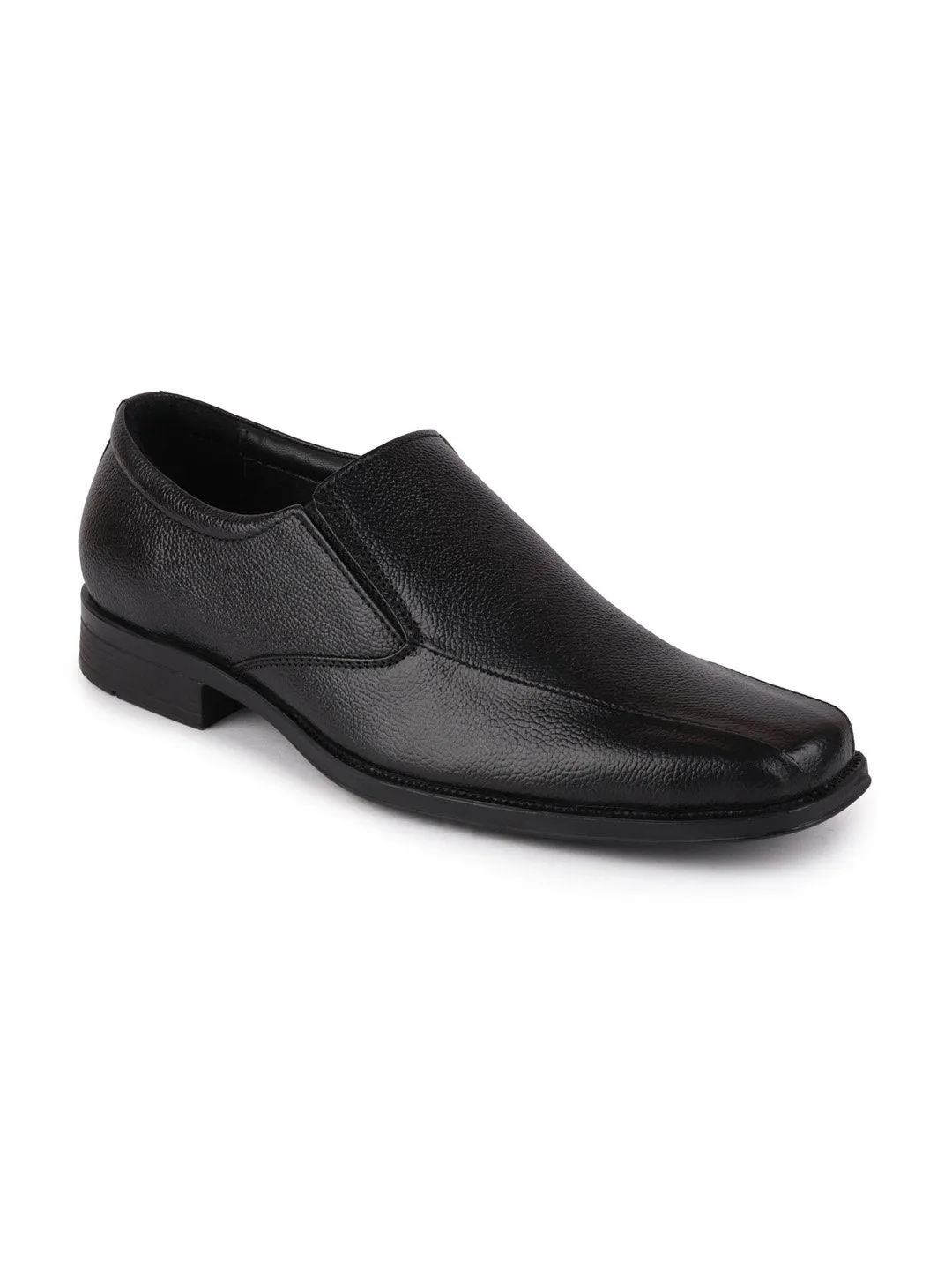 Men Black Plus Size Genuine Leather Formal Slip On Shoes