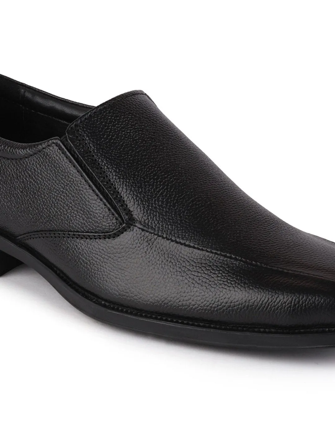 Men Black Plus Size Genuine Leather Formal Slip On Shoes