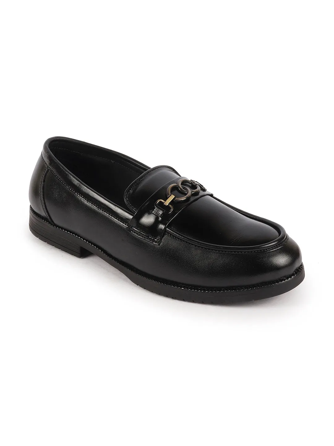 Men Black Wedding Party Genuine Leather Buckle Slip On Loafer Shoes