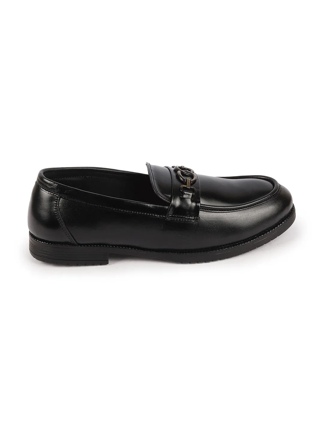 Men Black Wedding Party Genuine Leather Buckle Slip On Loafer Shoes