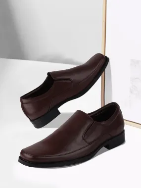 Men Brown Formal Leather Slip-On Shoes