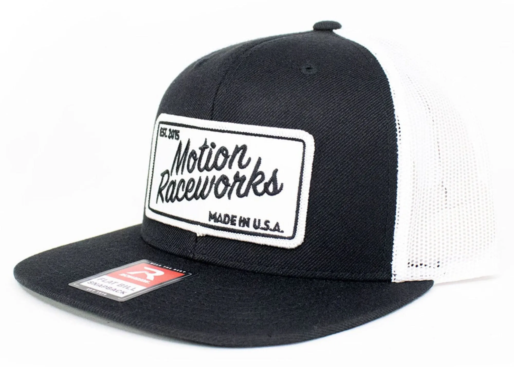 Motion Heritage Flat Bill Hat Black/White Snapback