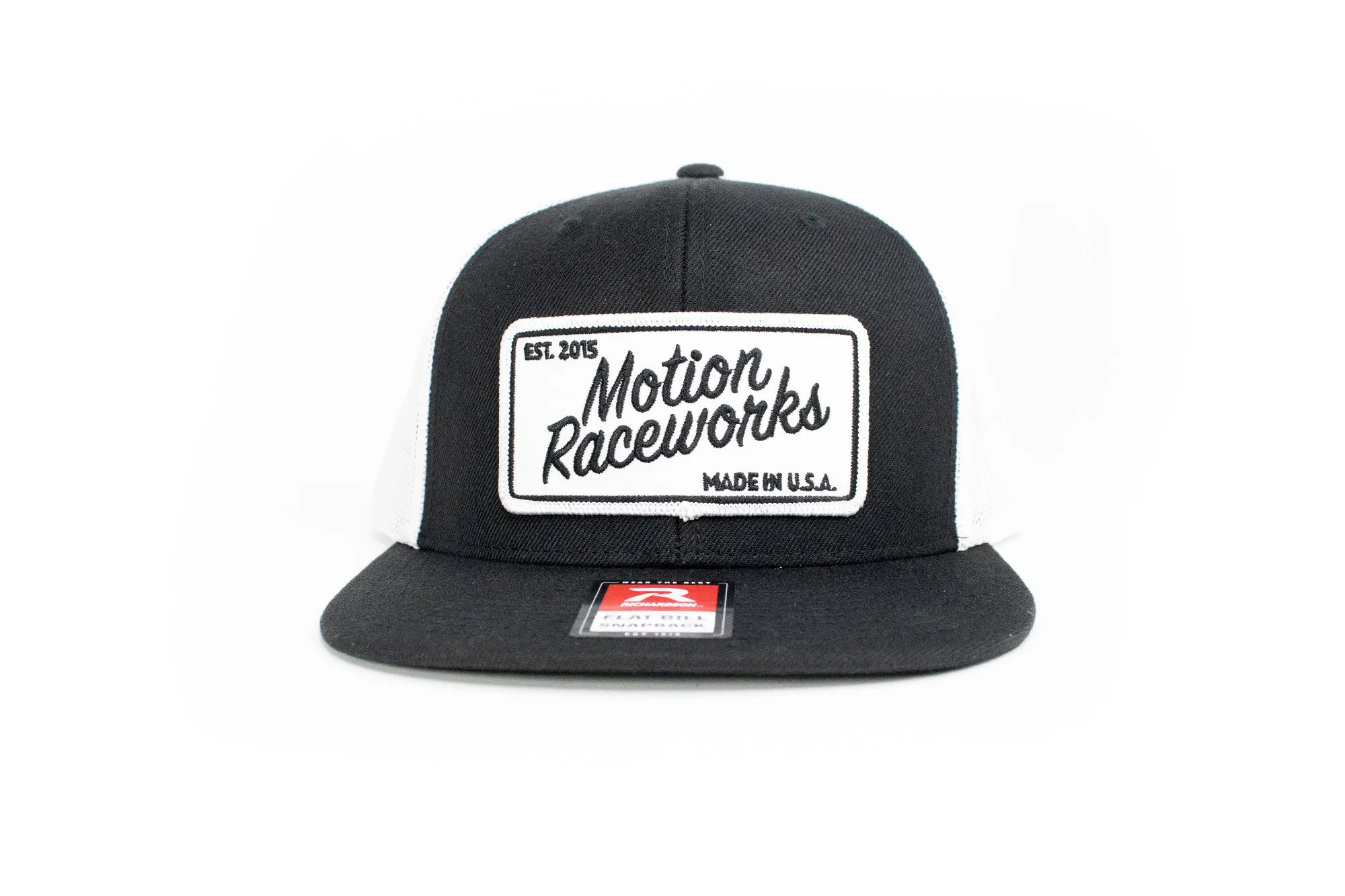 Motion Heritage Flat Bill Hat Black/White Snapback