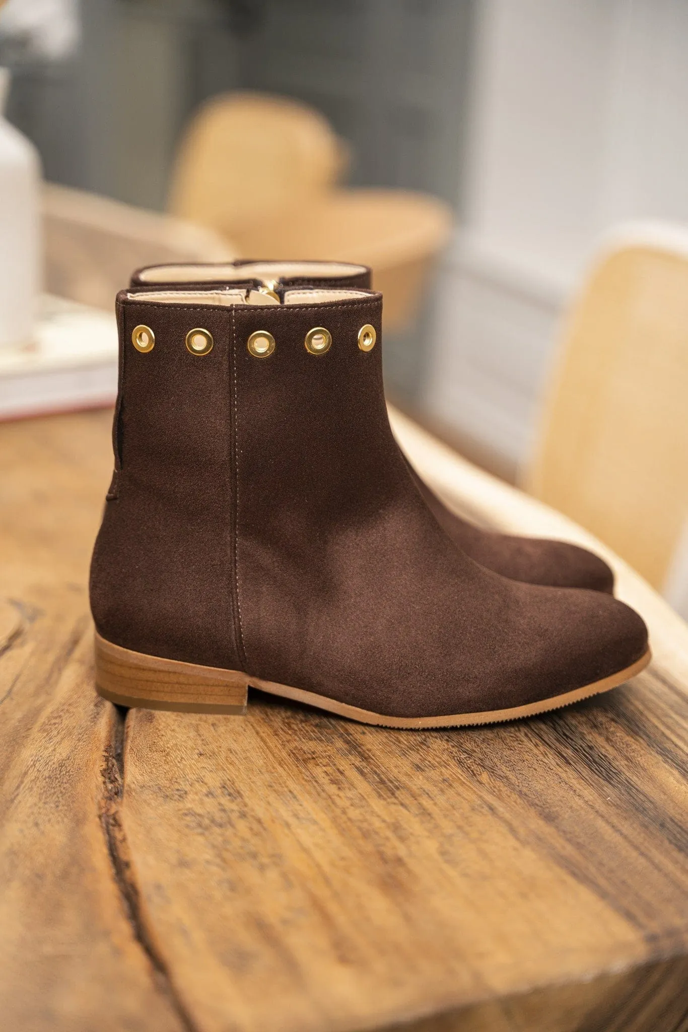 Nansouty Vegan Suede Ankle Boots | Chocolate