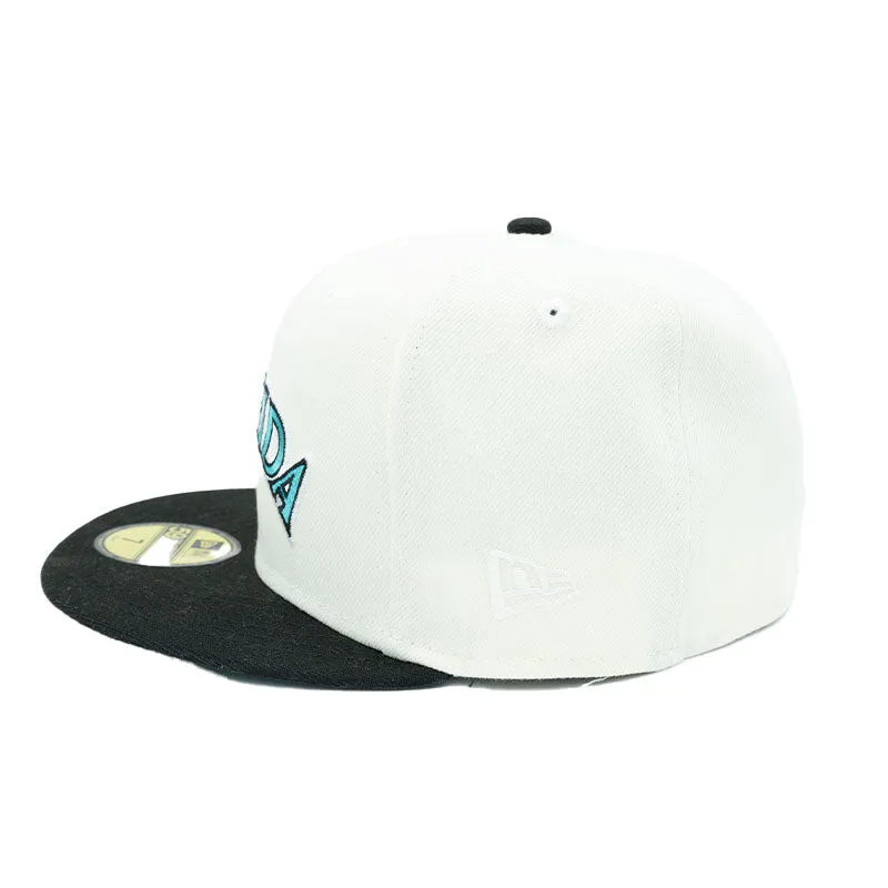 New Era 5950 Florida Marlins Chrome Black Kelly 10th Anniversary Fitted Hat 70768274