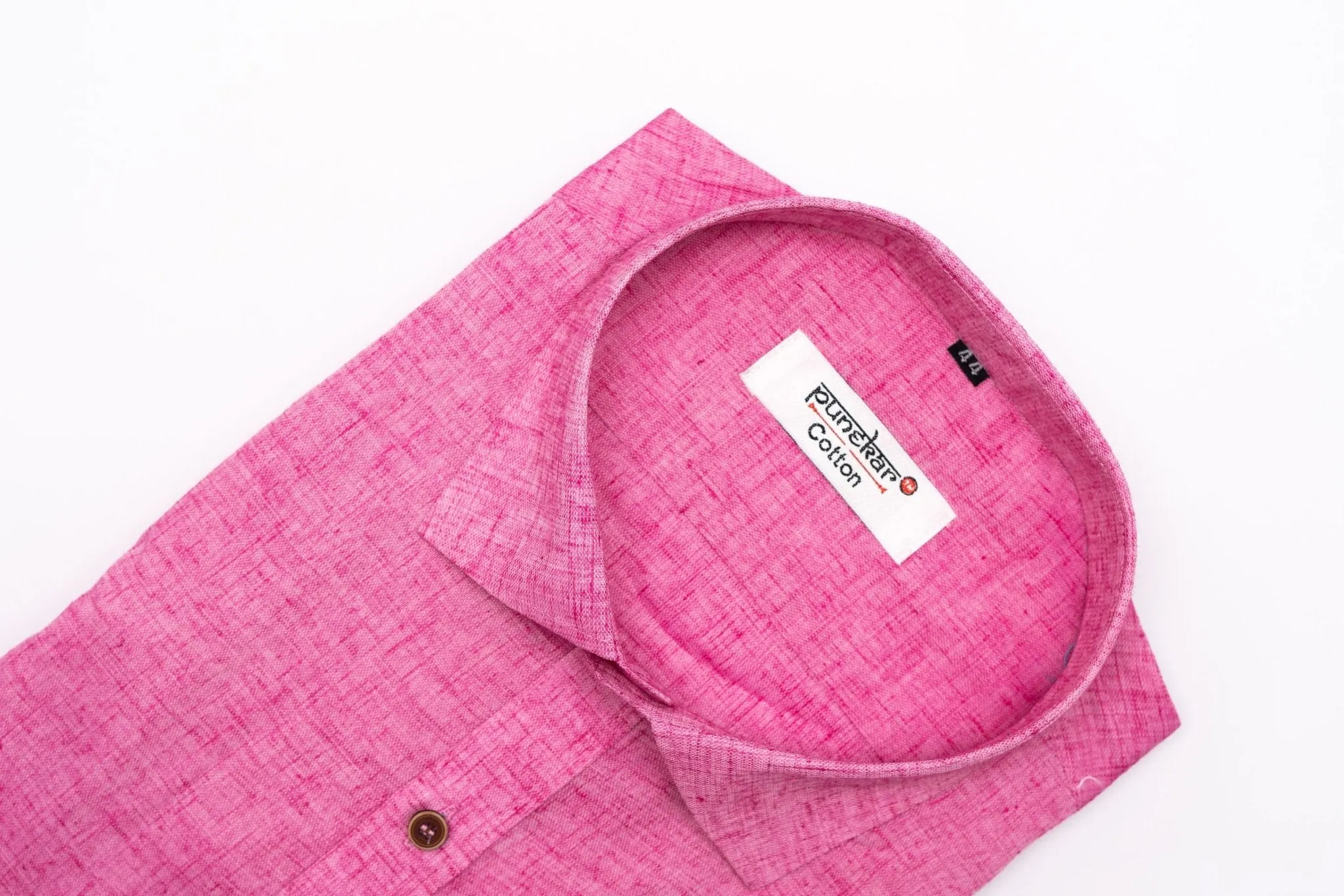 Punekar Cotton Pink Color Pure Cotton Handmade Formal Shirt for Men's.