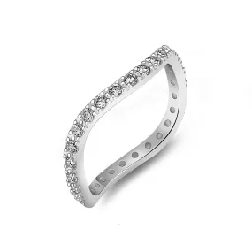 Sterling Silver Wave Rings, CZ Stackable Rings