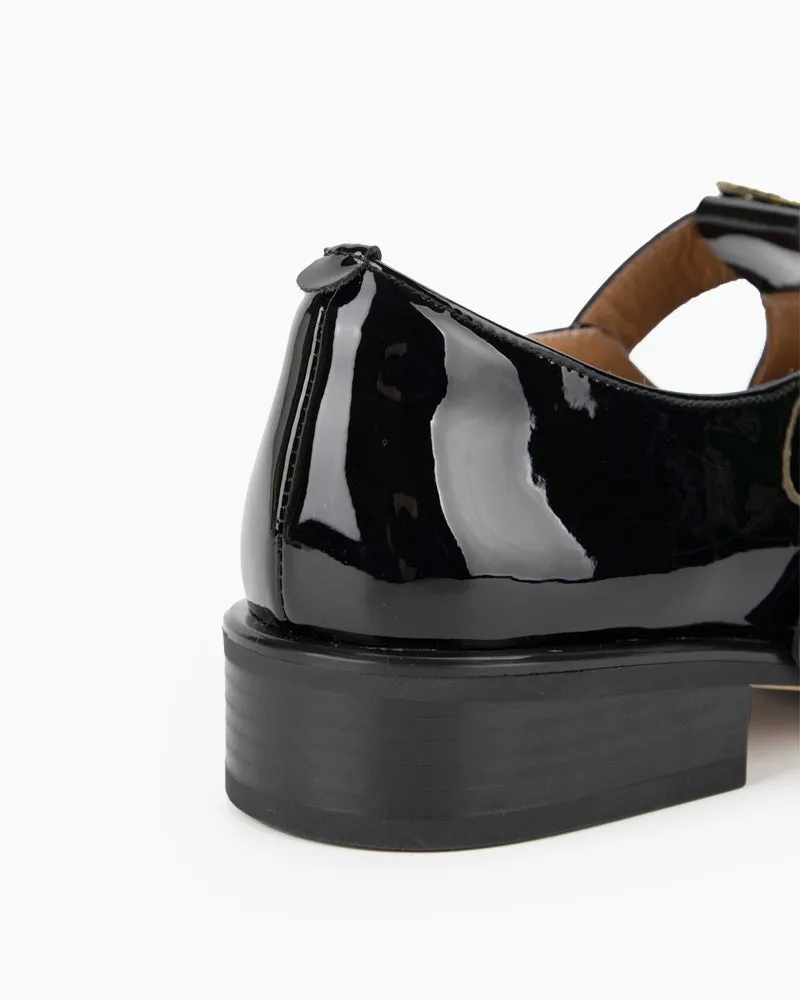 T-Strap Patent Leather Mary Jane Loafers