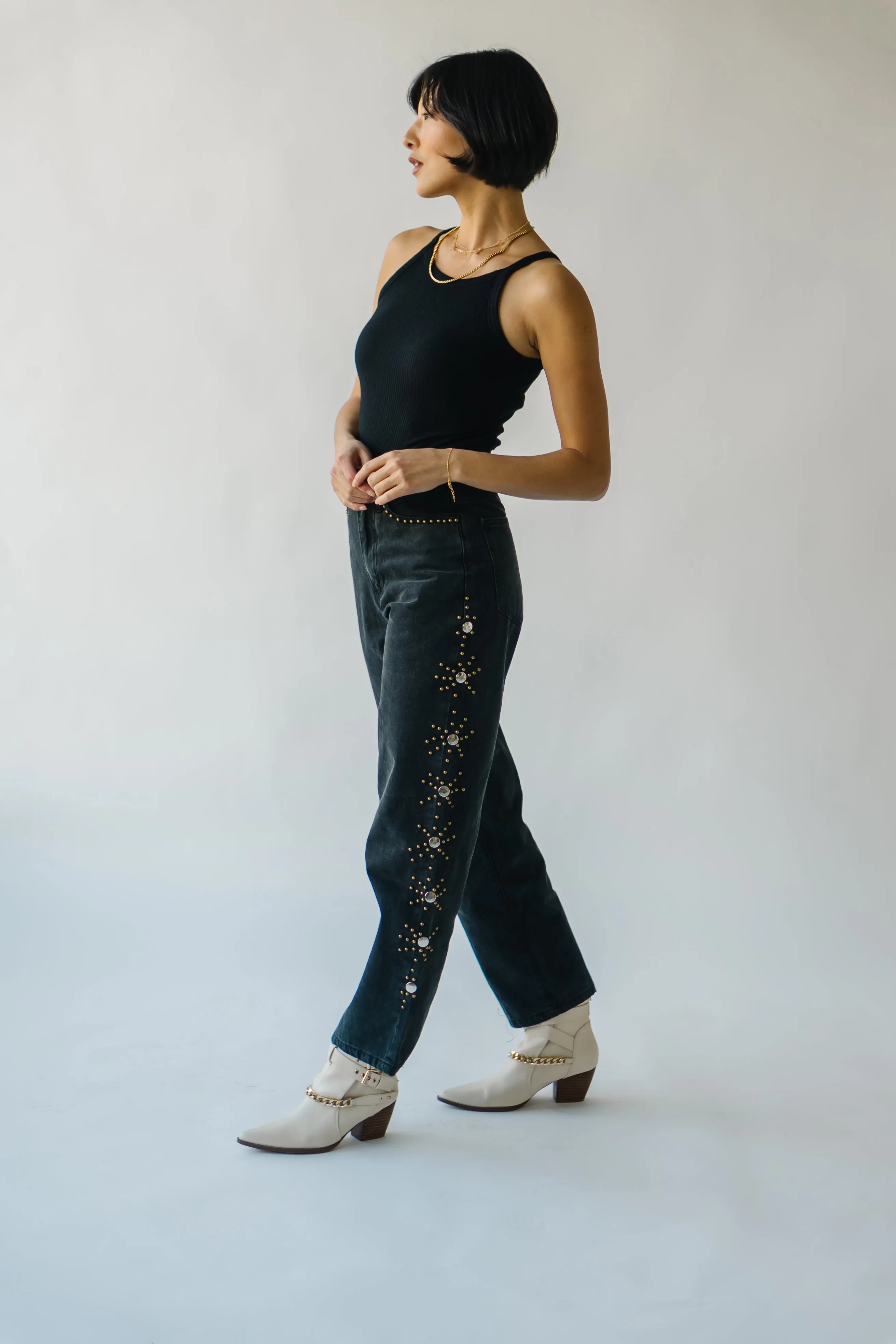 The Farrens Stud Detail Pant in Black