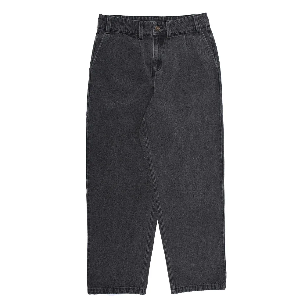 Theories Belvedere Pleated Denim Trousers Washed Black