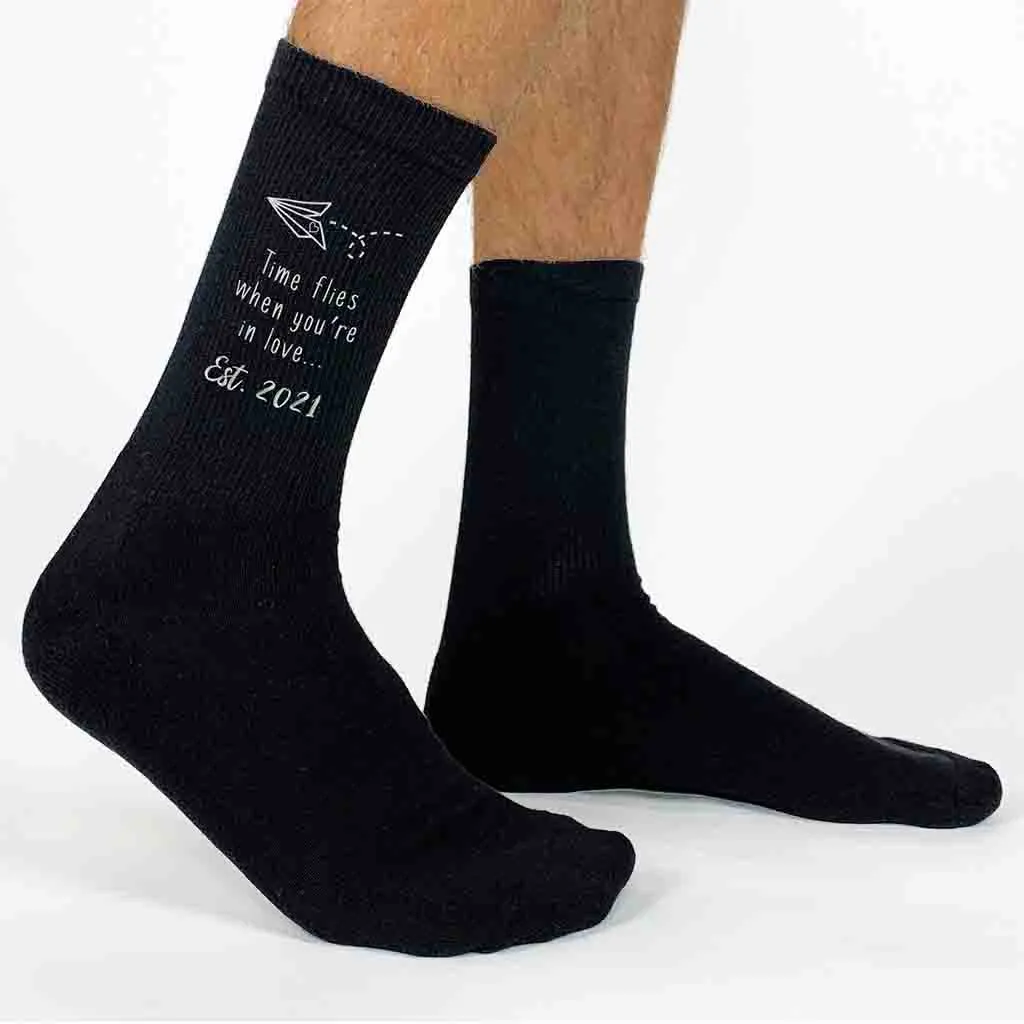 Time Flies - 2nd Anniversary Cotton Socks for Him