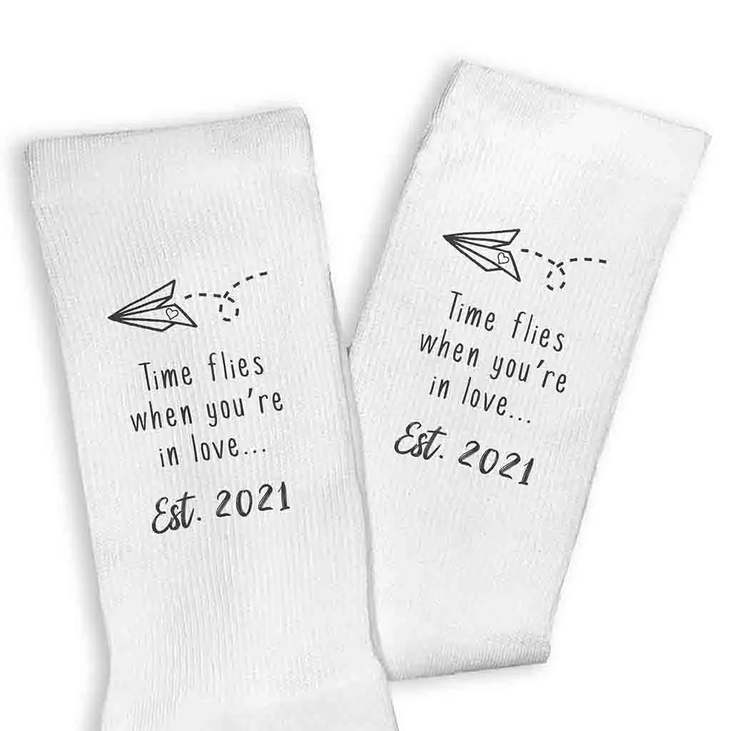 Time Flies - 2nd Anniversary Cotton Socks for Him