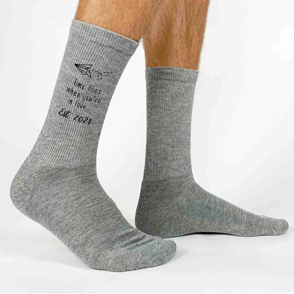 Time Flies - 2nd Anniversary Cotton Socks for Him