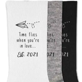 Time Flies - 2nd Anniversary Cotton Socks for Him