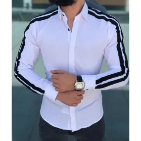 Trybuy Trendy Fashionable Branded White Cotton Button-Up Shirt For Men