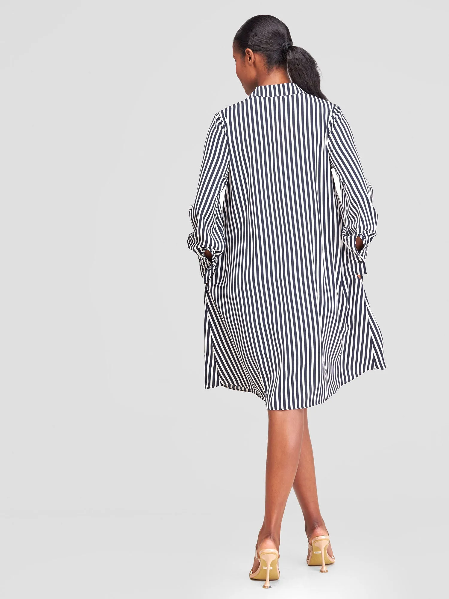 Vivo Jasiri Tent Shirt Dress - White / Black stripes